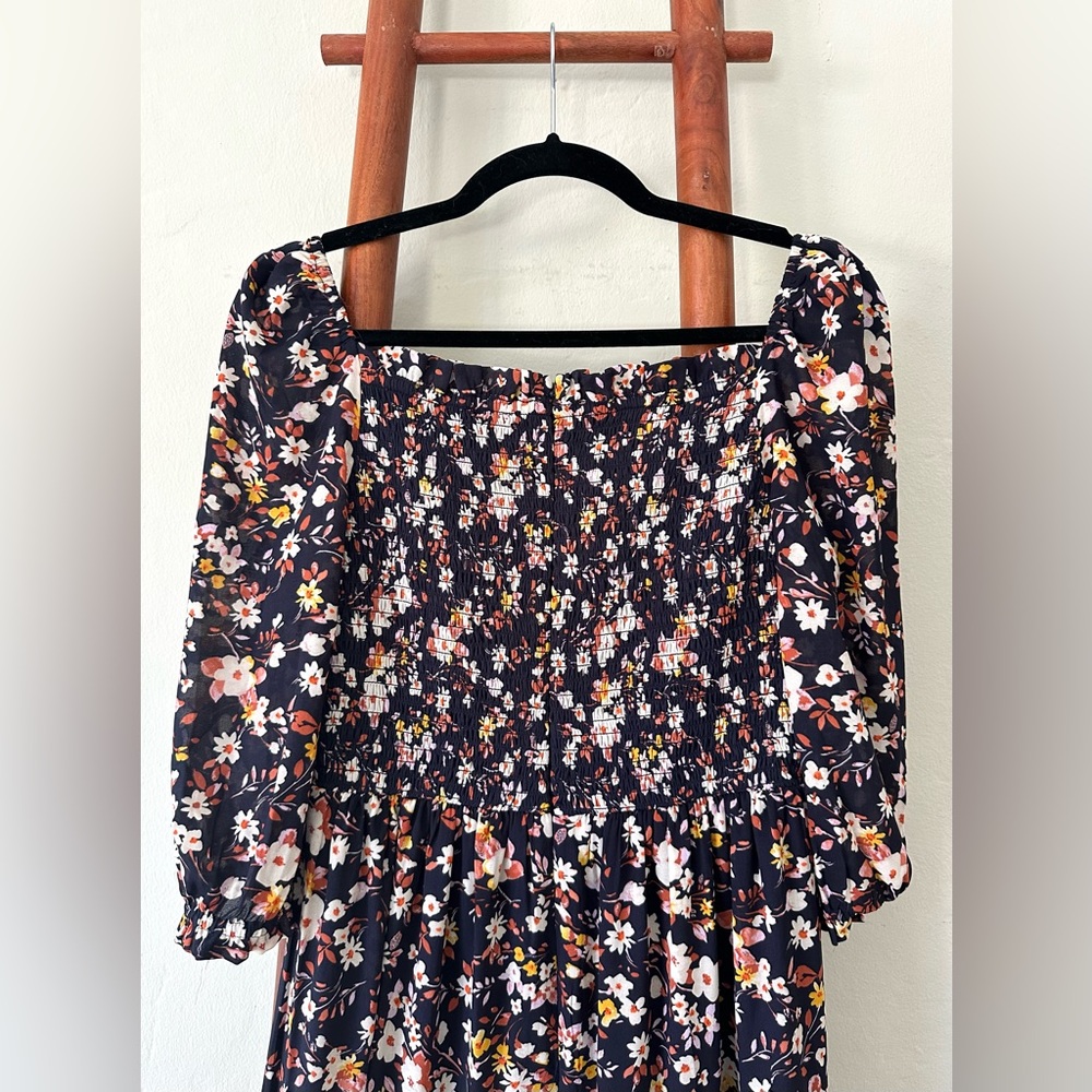 Ann Taylor Floral Smocked Maxi Dress - Night Sky (EUC, Size 2) - Picture 4 of 7